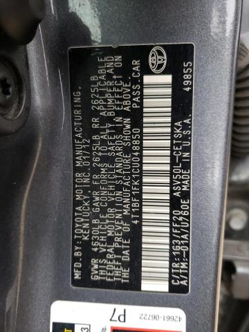 Photo 10 from auction – 2012 TOYOTA CAMRY BASE with VIN 4T1BF1FK1CU048850
