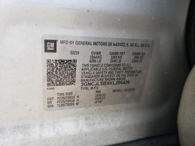 Photo 10 from auction – 2019 CHEVROLET TRAX 1LT with VIN 3GNCJLSBXKL296426