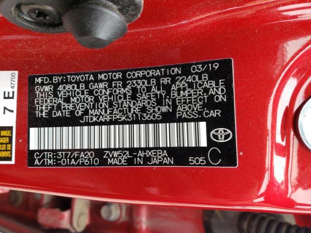 Photo 10 from auction – 2019 TOYOTA PRIUS PRIM with VIN JTDKARFP5K3113605