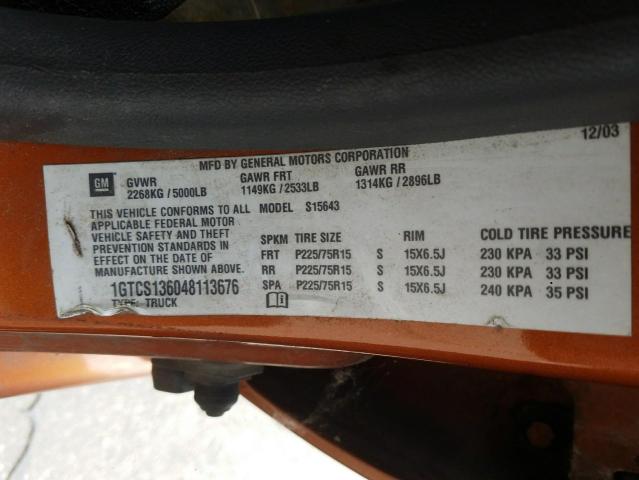 Photo 10 from auction – 2004 GMC CANYON with VIN 1GTCS136048113676