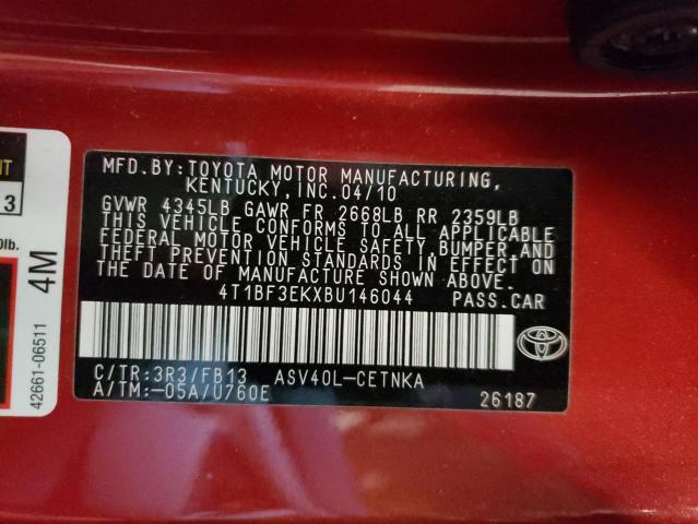 Photo 10 from auction – 2011 TOYOTA CAMRY BASE with VIN 4T1BF3EKXBU146044