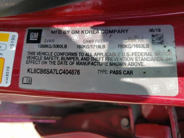 Photo 10 from auction – 2020 CHEVROLET SPARK LS with VIN KL8CB6SA7LC404876