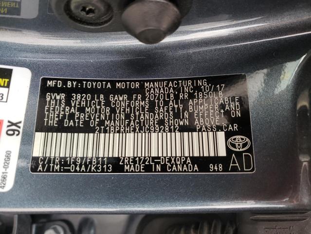 Photo 10 from auction – 2018 TOYOTA COROLLA LE with VIN 2T1BPRHEXJC992812
