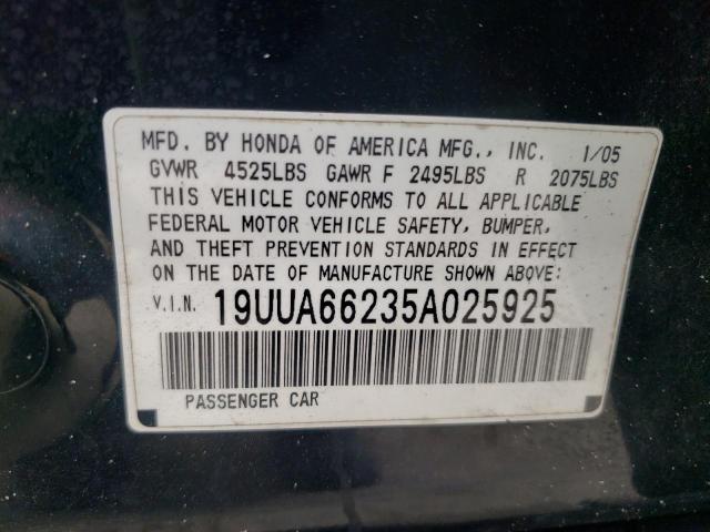 Photo 10 from auction – 2005 ACURA TL with VIN 19UUA66235A025925