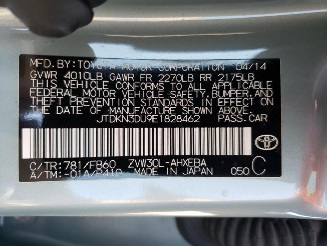 Photo 10 from auction – 2014 TOYOTA PRIUS with VIN JTDKN3DU9E1828462