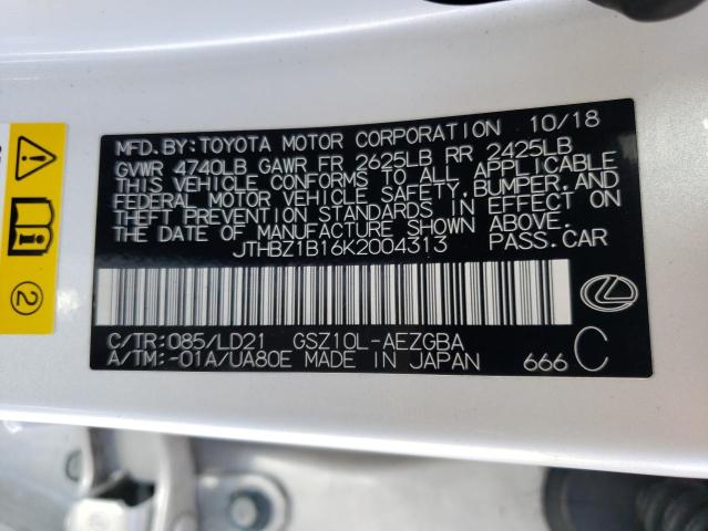 Photo 10 from auction – 2019 LEXUS ES 350 with VIN JTHBZ1B16K2004313