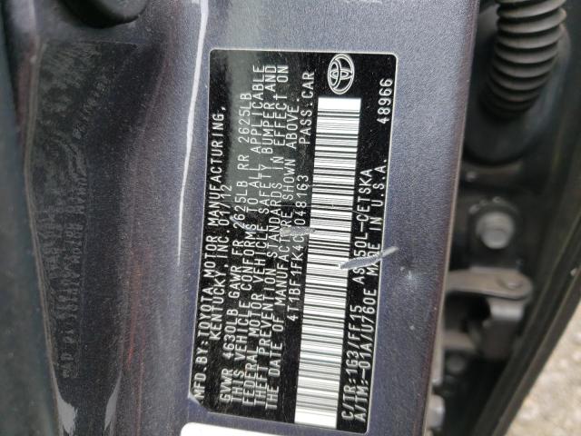 Photo 10 from auction – 2012 TOYOTA CAMRY BASE with VIN 4T1BF1FK4CU048163