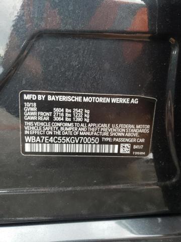 Photo 10 from auction – 2019 BMW 740 XI with VIN WBA7E4C55KGV70050