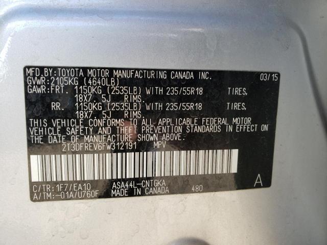 Photo 10 from auction – 2015 TOYOTA RAV4 LIMIT with VIN 2T3DFREV6FW312191