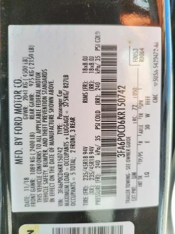 Photo 10 from auction – 2019 FORD FUSION SEL with VIN 3FA6P0CD6KR150742