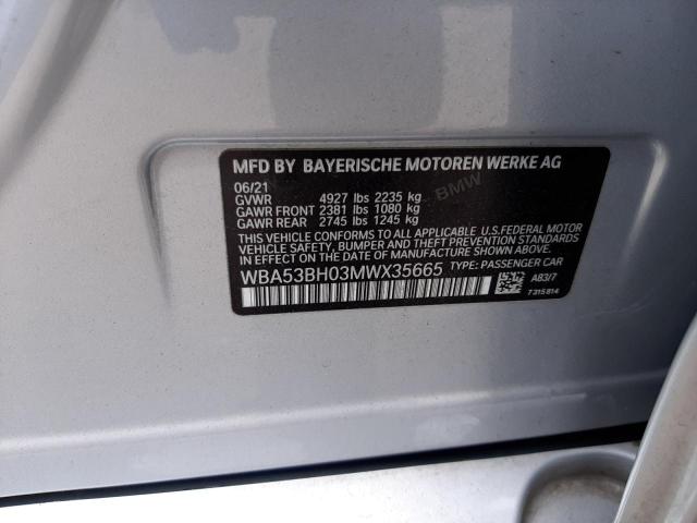 Photo 10 from auction – 2021 BMW 530 I with VIN WBA53BH03MWX35665