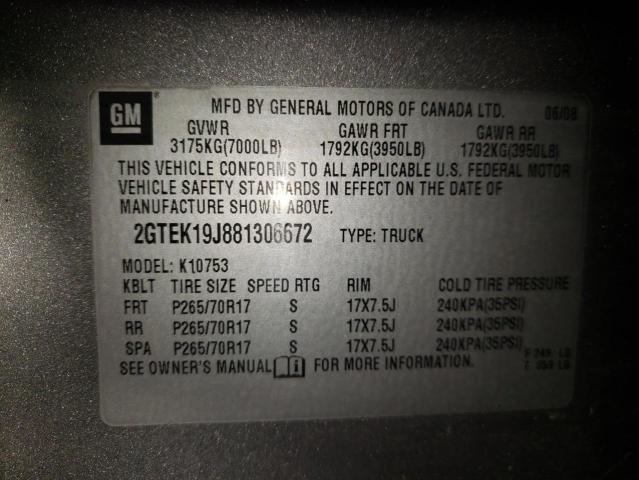Photo 10 from auction – 2008 GMC SIERRA K15 with VIN 2GTEK19J881306672