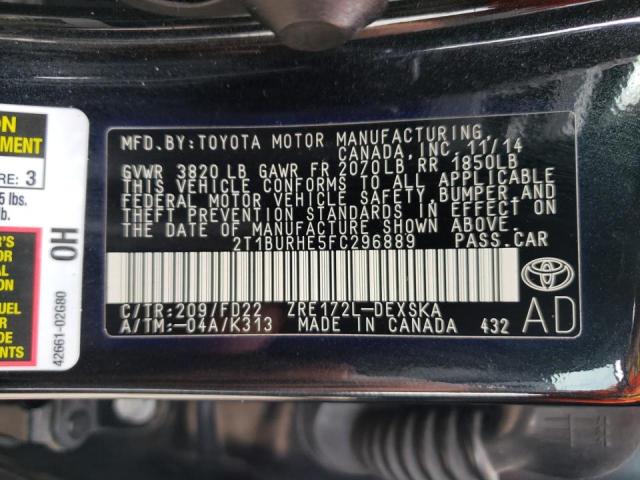 Photo 10 from auction – 2015 TOYOTA COROLLA L with VIN 2T1BURHE5FC296889
