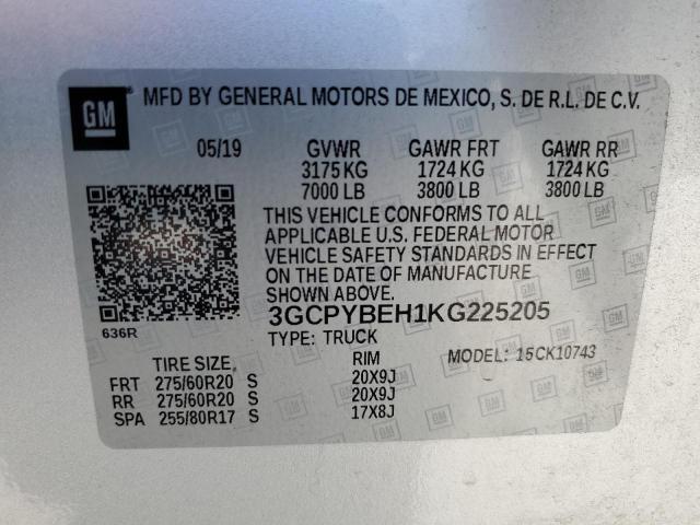 Photo 10 from auction – 2019 CHEVROLET SILVERADO with VIN 3GCPYBEH1KG225205