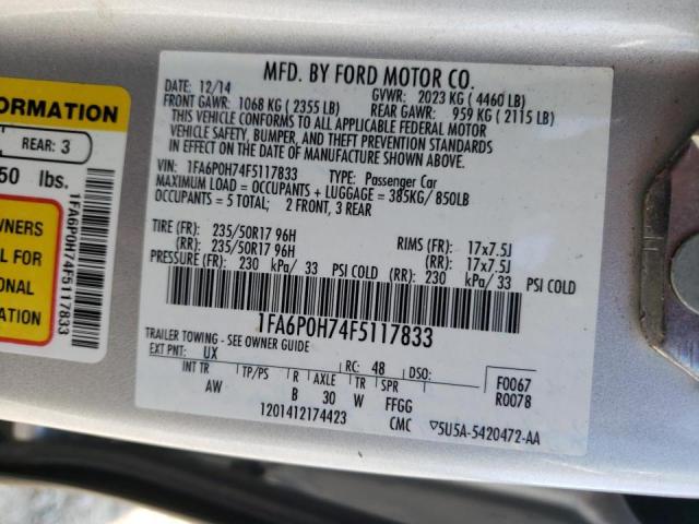 Photo 10 from auction – 2015 FORD FUSION SE with VIN 1FA6P0H74F5117833