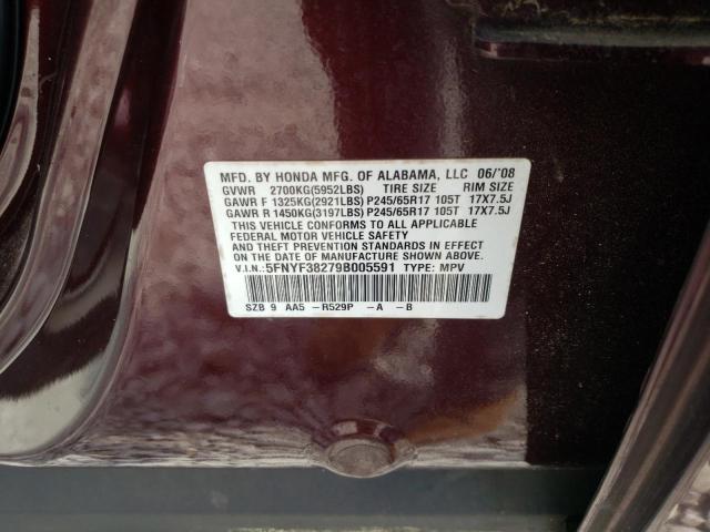 Photo 10 from auction – 2009 HONDA PILOT LX with VIN 5FNYF38279B005591