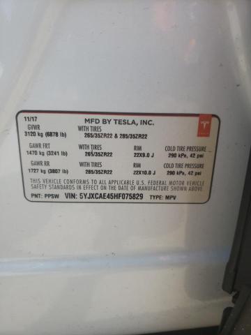 Photo 10 from auction – 2017 TESLA MODEL X with VIN 5YJXCAE45HF075829