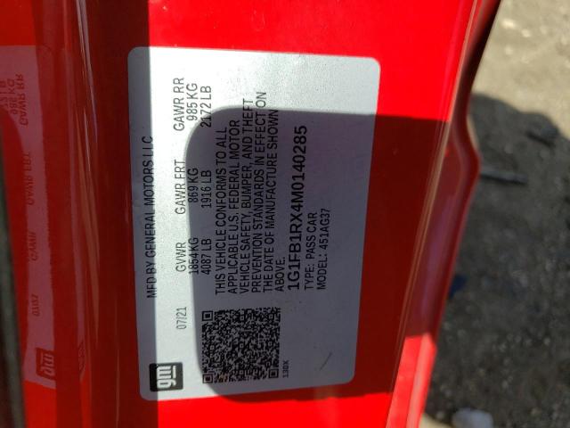 Photo 10 from auction – 2021 CHEVROLET CAMARO LS with VIN 1G1FB1RX4M0140285