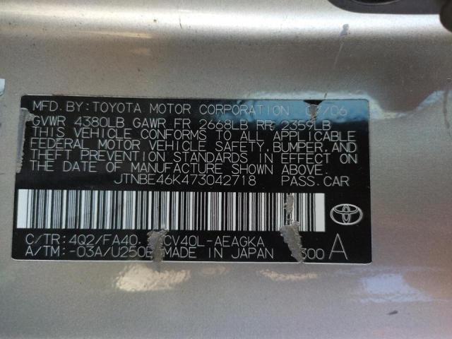 Photo 10 from auction – 2007 TOYOTA CAMRY CE with VIN JTNBE46K473042718