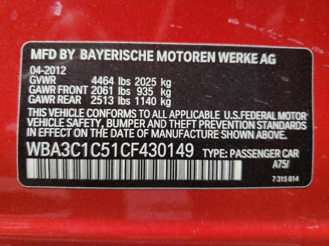 Photo 10 from auction – 2012 BMW 328 I SULE with VIN WBA3C1C51CF430149