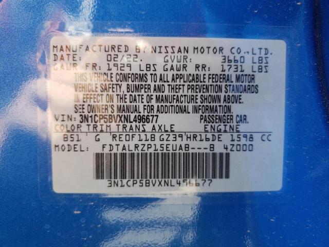 Photo 10 from auction – 2022 NISSAN KICKS S with VIN 3N1CP5BVXNL496677