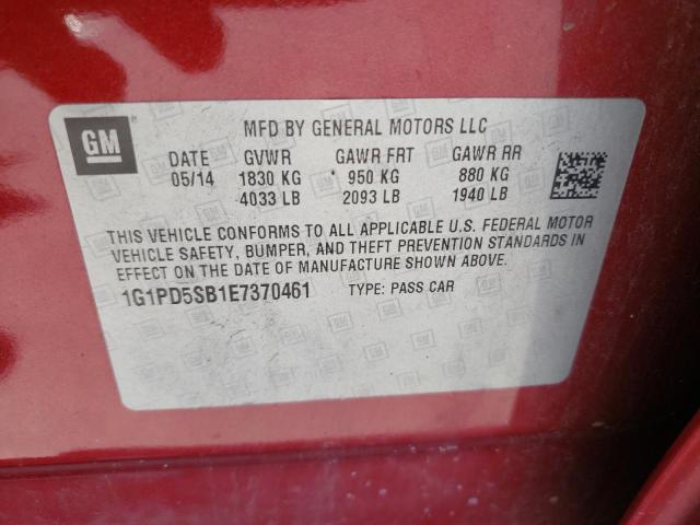 Photo 10 from auction – 2014 CHEVROLET CRUZE LT with VIN 1G1PD5SB1E7370461