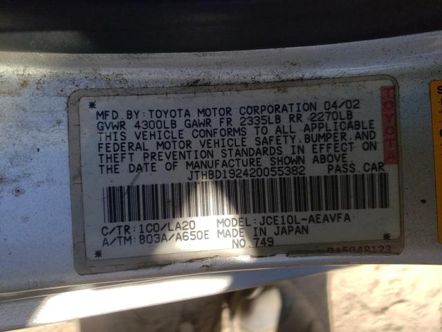 Photo 10 from auction – 2002 LEXUS IS 300 with VIN JTHBD192420055382