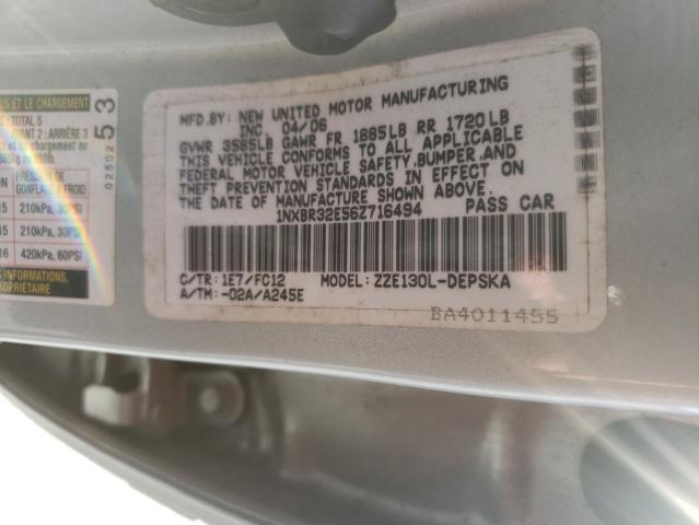 Photo 10 from auction – 2006 TOYOTA COROLLA CE with VIN 1NXBR32E56Z716494