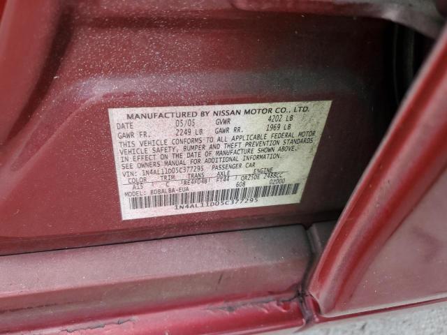 Photo 10 from auction – 2005 NISSAN ALTIMA S with VIN 1N4AL11D05C377295