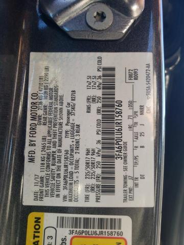 Photo 10 from auction – 2018 FORD FUSION SE with VIN 3FA6P0LU6JR158760