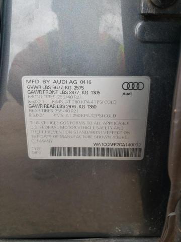 Photo 10 from auction – 2016 AUDI SQ5 PREMIU with VIN WA1CCAFP2GA140032