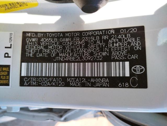 Photo 10 from auction – 2020 TOYOTA COROLLA with VIN JTND4RBE2L3092732