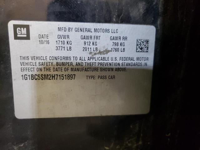 Photo 10 from auction – 2017 CHEVROLET CRUZE LS with VIN 1G1BC5SM2H7151897