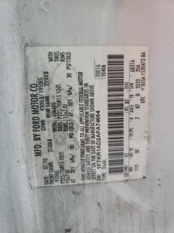 Photo 10 from auction – 2010 FORD RANGER with VIN 1FTKR1AD2APA74664