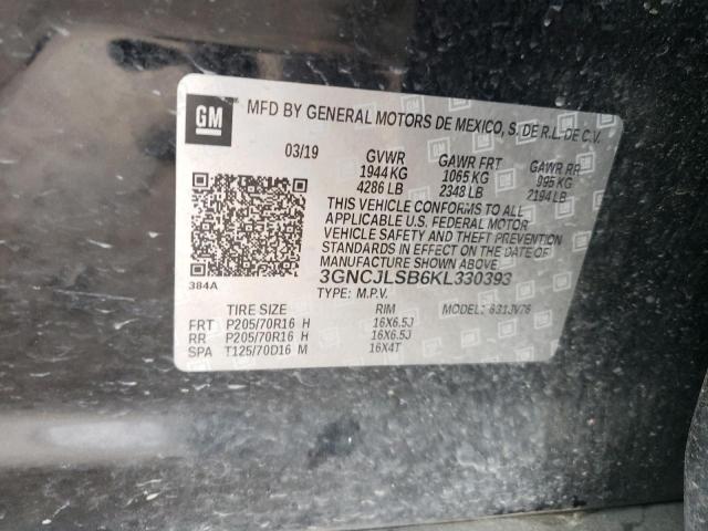 Photo 10 from auction – 2019 CHEVROLET TRAX 1LT with VIN 3GNCJLSB6KL330393