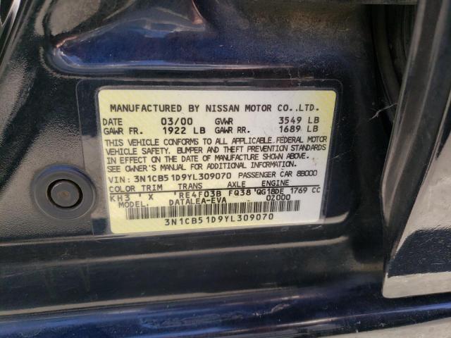 Photo 10 from auction – 2000 NISSAN SENTRA with VIN 3N1CB51D9YL309070