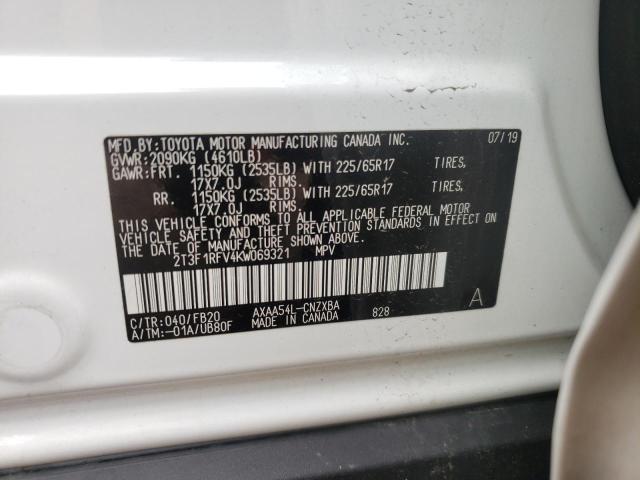 Photo 10 from auction – 2019 TOYOTA RAV4 LE with VIN 2T3F1RFV4KW069321