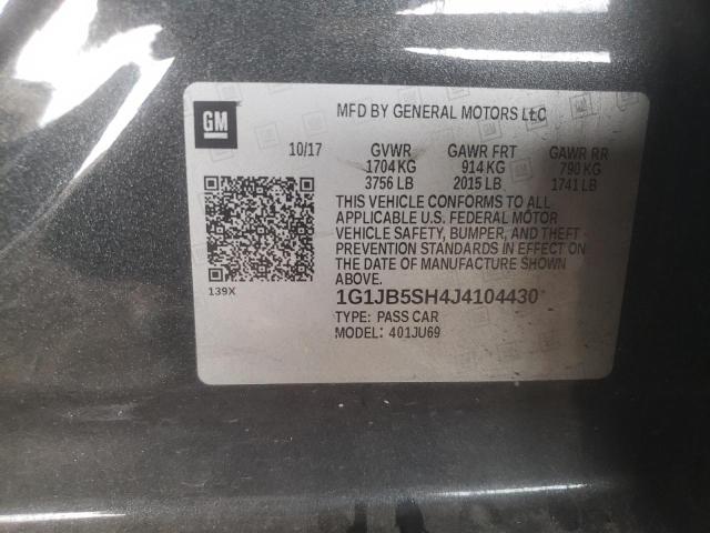 Photo 10 from auction – 2018 CHEVROLET SONIC LS with VIN 1G1JB5SH4J4104430