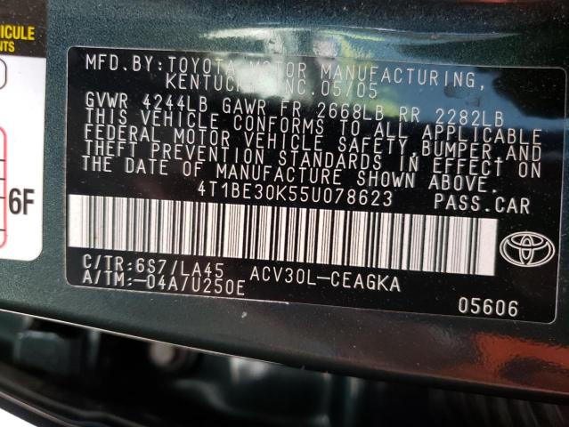 Photo 10 from auction – 2005 TOYOTA CAMRY LE with VIN 4T1BE30K55U078623