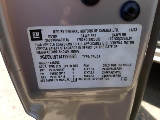 Photo 10 from auction – 2004 CHEVROLET SILVERADO with VIN 2GCEK19T141226920