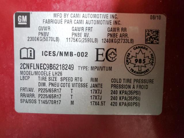 Photo 10 from auction – 2011 CHEVROLET EQUINOX LT with VIN 2CNFLNEC9B6218249
