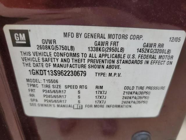 Zdjęcie 10 z aukcji – 2006 GMC ENVOY z VIN 1GKDT13S962230679