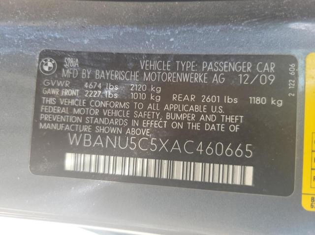 Photo 10 from auction – 2010 BMW 528 I with VIN WBANU5C5XAC460665