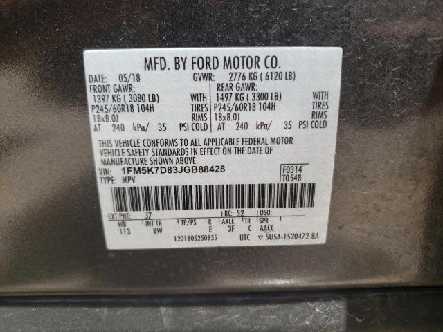 Photo 10 from auction – 2018 FORD EXPLORER X with VIN 1FM5K7D83JGB88428