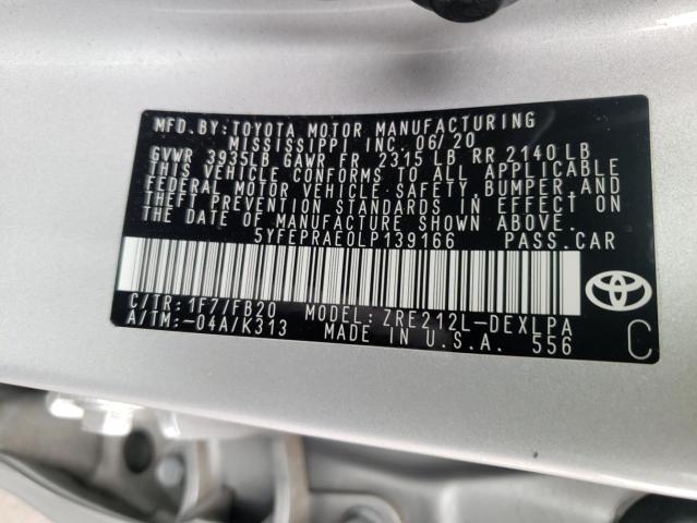 Photo 10 from auction – 2020 TOYOTA COROLLA LE with VIN 5YFEPRAE0LP139166