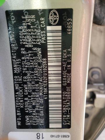 Photo 10 from auction – 2015 TOYOTA AVALON XLE with VIN 4T1BK1EB2FU192568