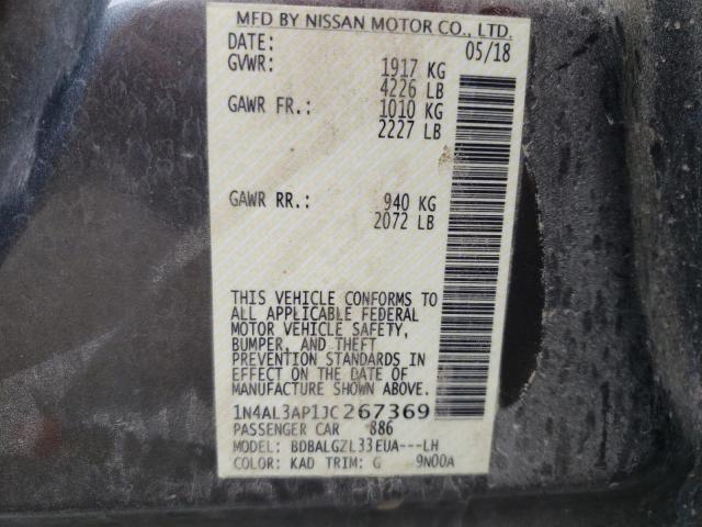 Photo 10 from auction – 2018 NISSAN ALTIMA 2.5 with VIN 1N4AL3AP1JC267369