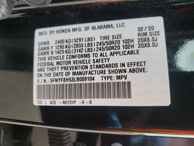 Photo 10 from auction – 2020 HONDA PASSPORT E with VIN 5FNYF8H53LB009104