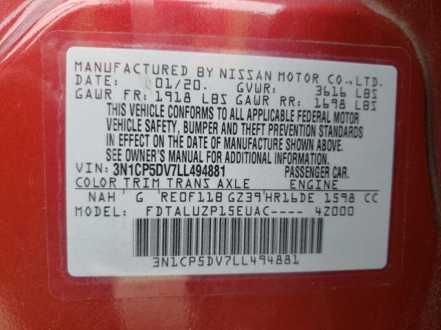Photo 10 from auction – 2020 NISSAN KICKS SR with VIN 3N1CP5DV7LL494881