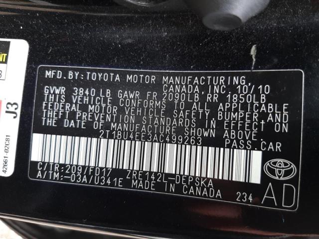 Photo 10 from auction – 2010 TOYOTA COROALLA with VIN 2T1BU4EE3AC499263